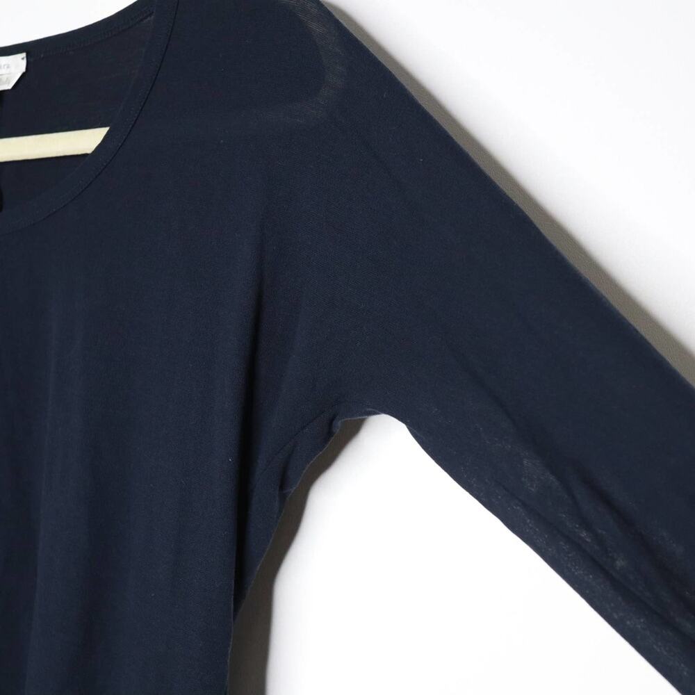 MaxMara Top Women's M Navy Semi Sheer Knit 3/4 Sleeve Solid Scoop Neck - Picture 2 of 7